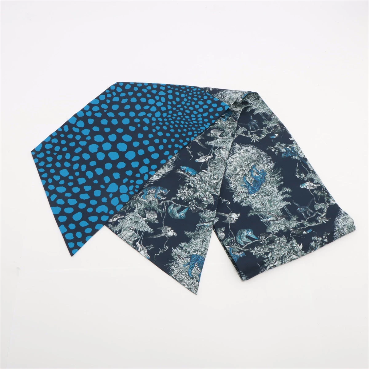 エルメス 帝王学 マキシツイリー スカーフ ブルー系 シルク ツイリー