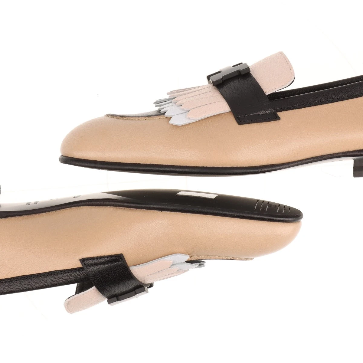 エルメス フリンジローファー ロワイヤル ベージュ/ブラック 36