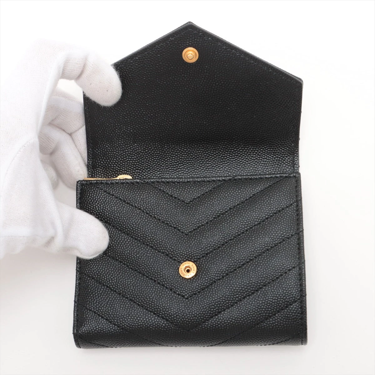 サンローラン カサンドラマトラッセ レザー 財布 ブラック