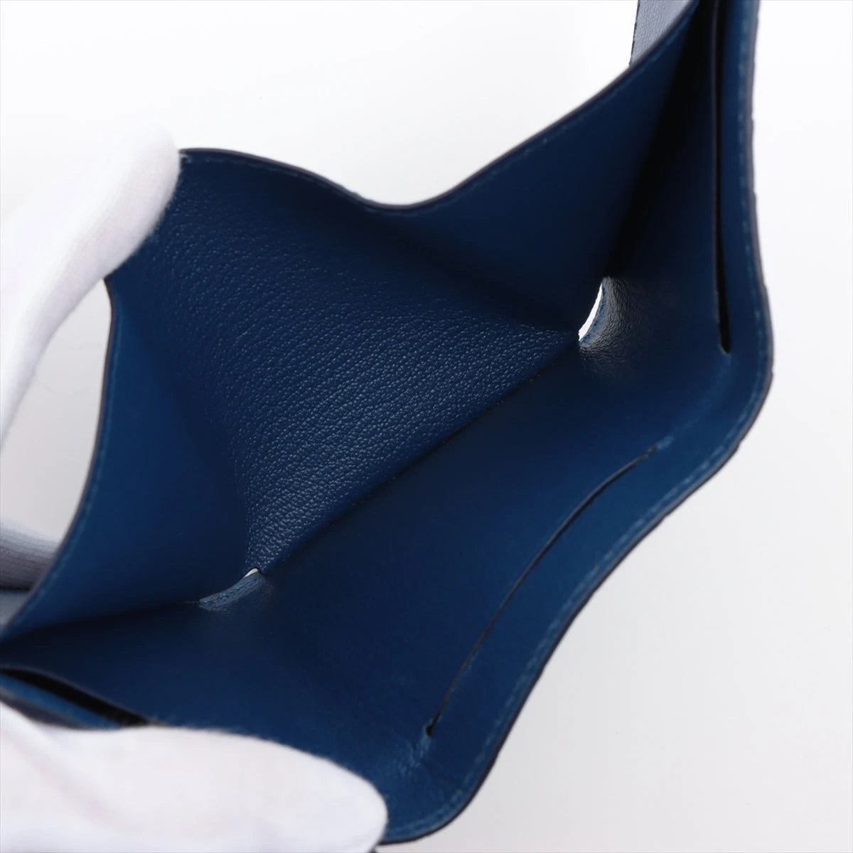 ジャンルソー クロコ コンパクトウォレット ブルー A3484278｜中古