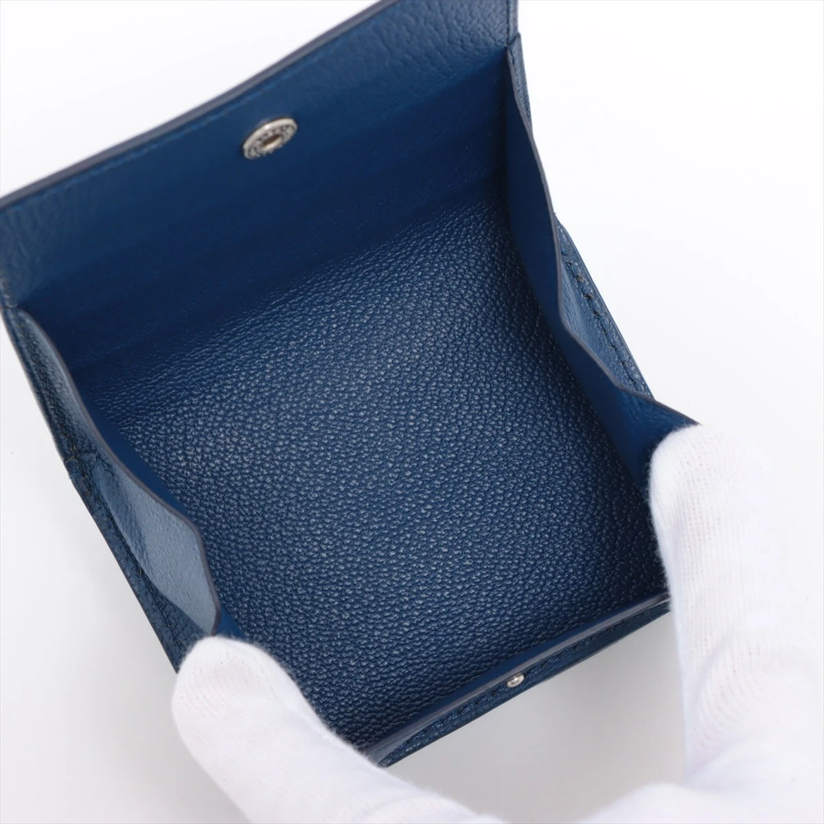 ジャンルソー クロコ コンパクトウォレット ブルー A3484278｜中古