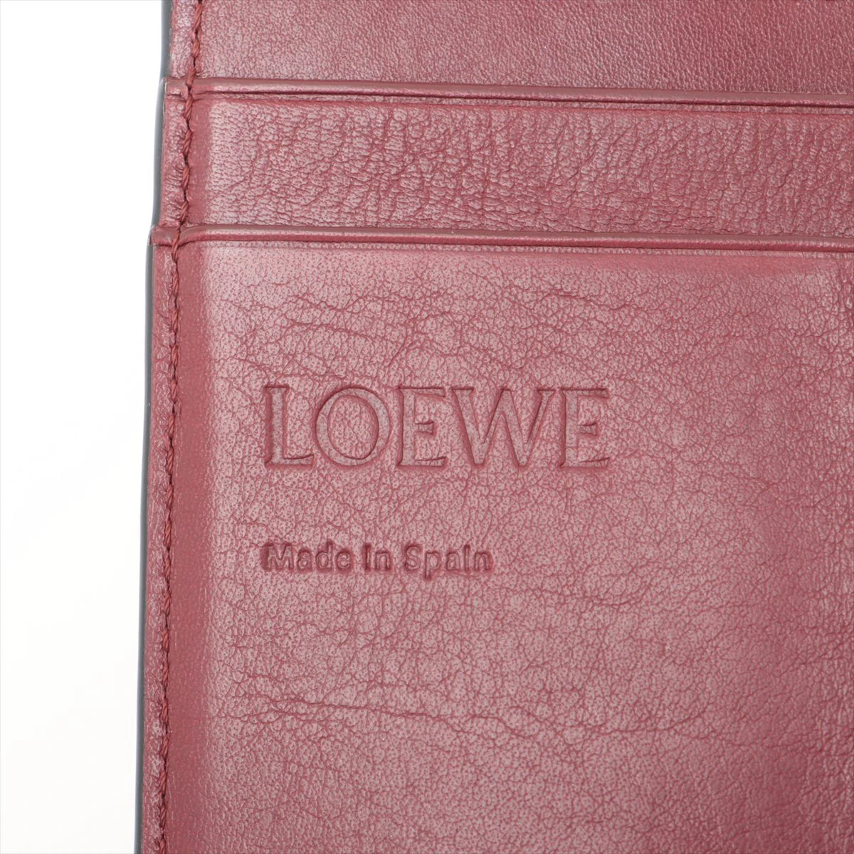 【美品】LOEWE レザー コンパクトウォレット アナグラム ボルドースペイン製 ロエベ アナグラム レザー コンパクトウォレット ボルドー