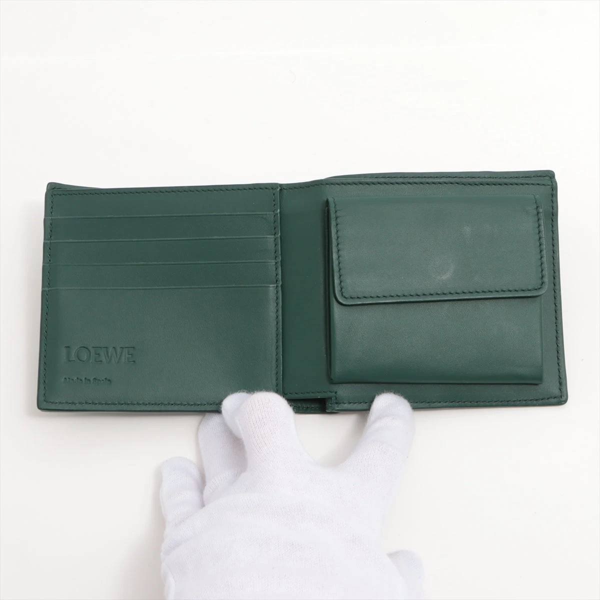 ロエベ パズル レザー 二つ折り財布 グリーン A3489164｜中古ブランド
