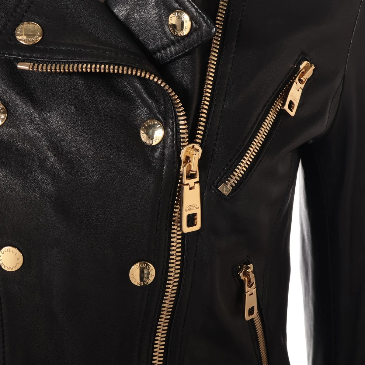 ドルチェアンドガッバーナ ラムレザー ジャケット イタリア 羊革 ブラック 中古・古着通販】DOLCE & GABBANA (ドルチェ＆ガッバーナ