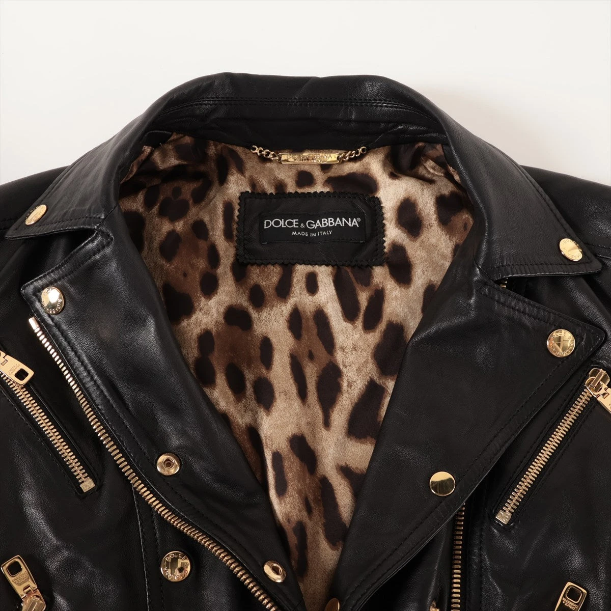 D&G ドルチェアンドガッバーナ レザージャケット レオパード ラムスキン D&G ドルチェアンドガッバーナ レザージャケット レオパード