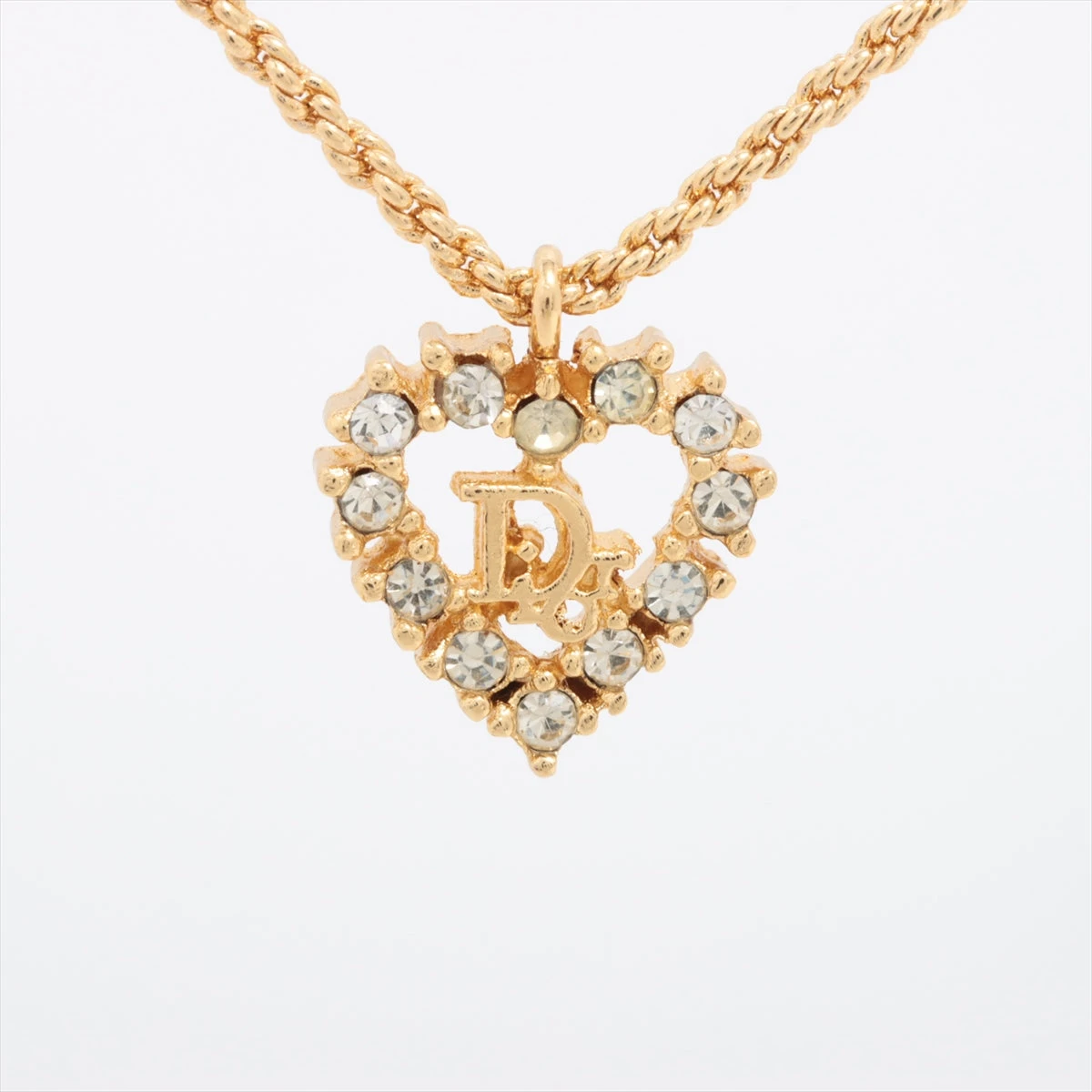 極美品　未使用級　クリスチャンディオール ハートロゴ ネックレス ストーン Christian Dior クリスチャンディオール ネックレス ハート