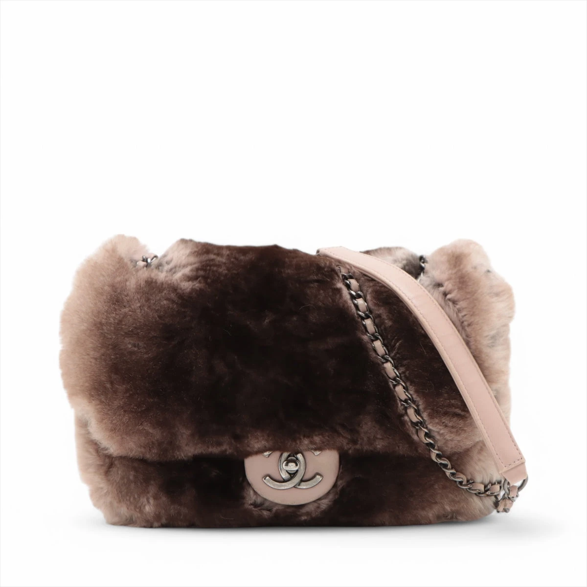 シャネル マトラッセ ラムスキン×ファー シングルフラップ ダブル