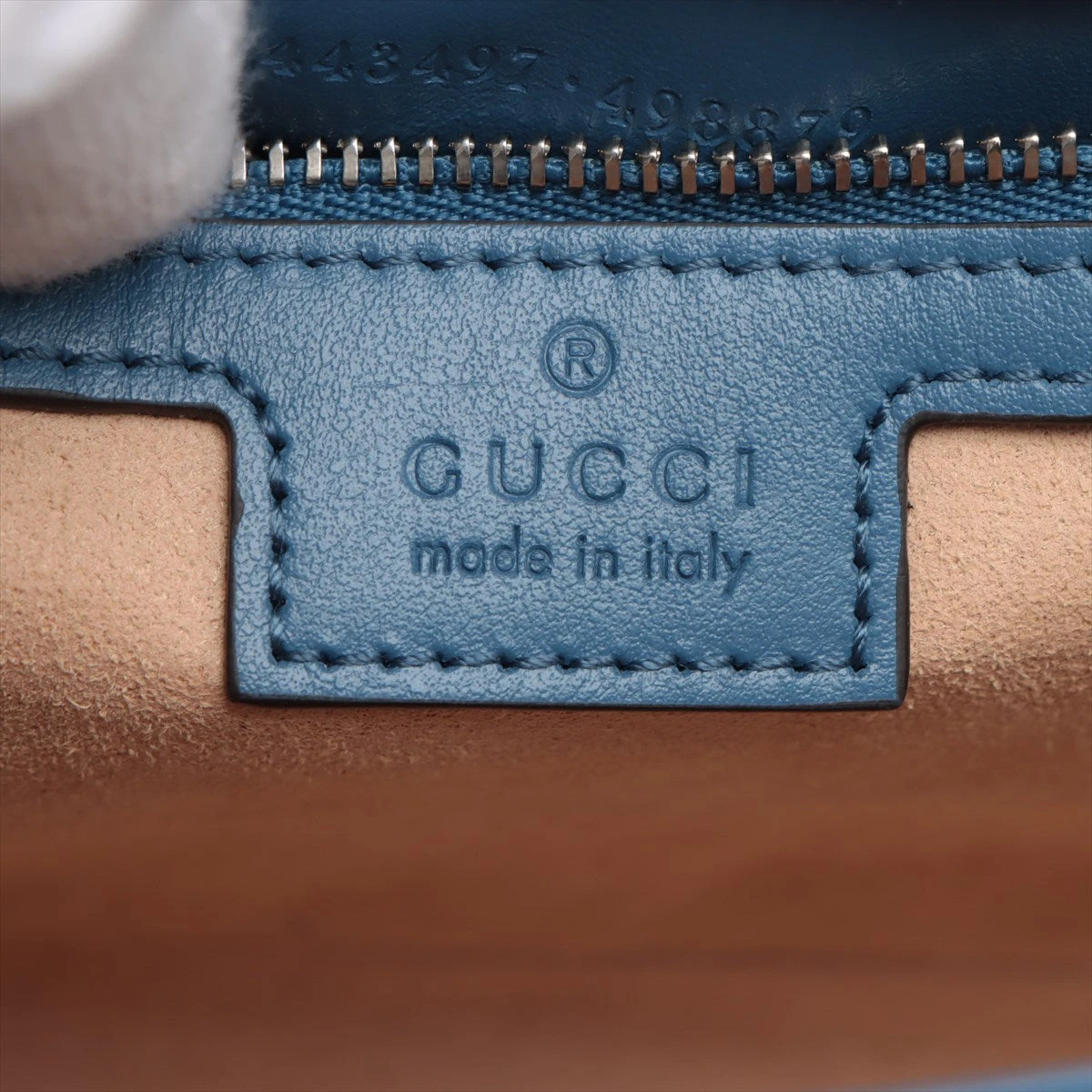 GUCCI ベルトチェーンバッグ GGマーモント レザー ライトブルー 中古 グッチ ショルダーバッグ レディース ブランド GUCCI GG