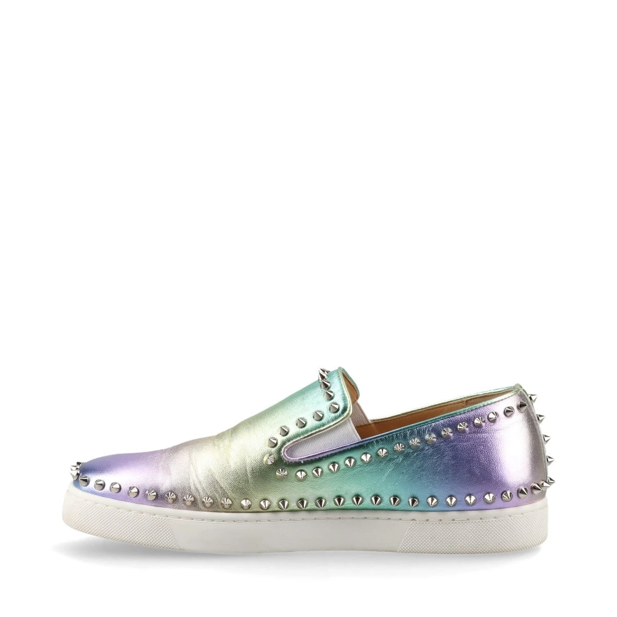クリスチャンルブタン*青*ローファー/スリッポン/革靴*スタッズ スパイク Christian Louboutin ルブタンスパイクスタッズローファー 24
