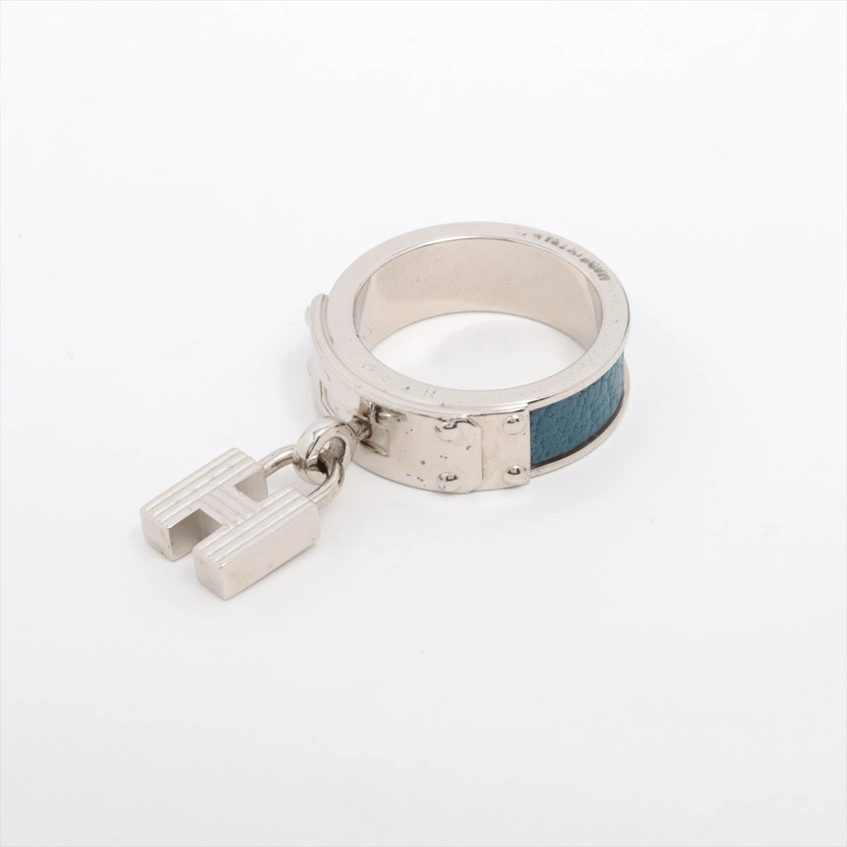 HERMES エルメス スカーフリング ケリー シルバー ブルージーン エルメス ケリー スカーフリング メタル×レザー シルバー×ブルー