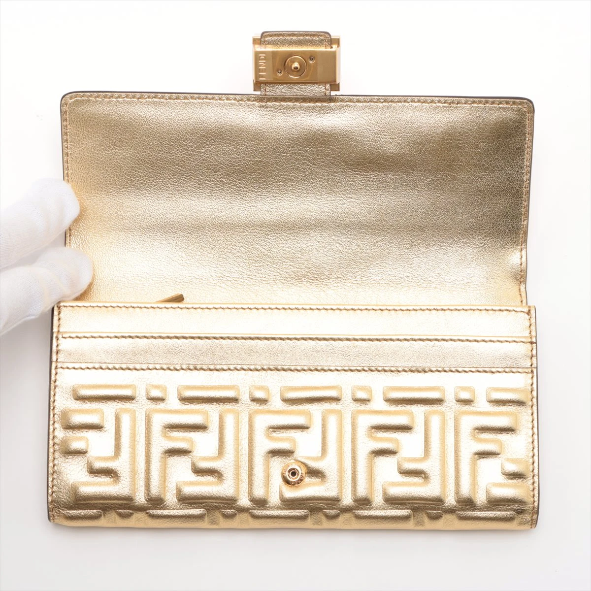 フェンディ ズッカ 8M0251 レザー 財布 ゴールド A3494006｜中古