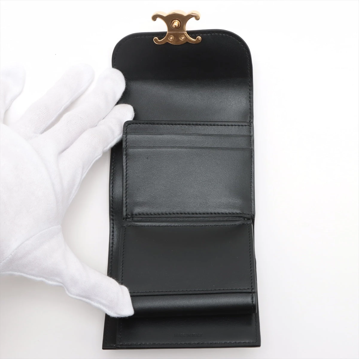 CELINE スモール フラップウォレット トリオンフ 三つ折り財布 レザー本革 CELINE セリーヌ 財布 三つ折り財布 スモール フラップ