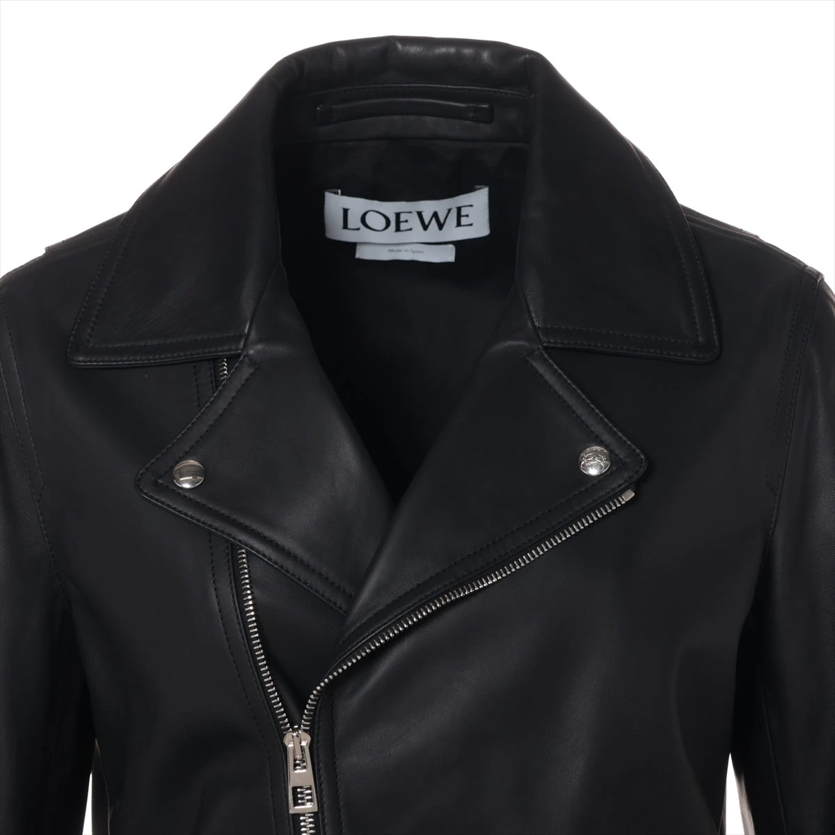 ロエベ アナグラム ラム レザージャケット 38 レディース ブラック