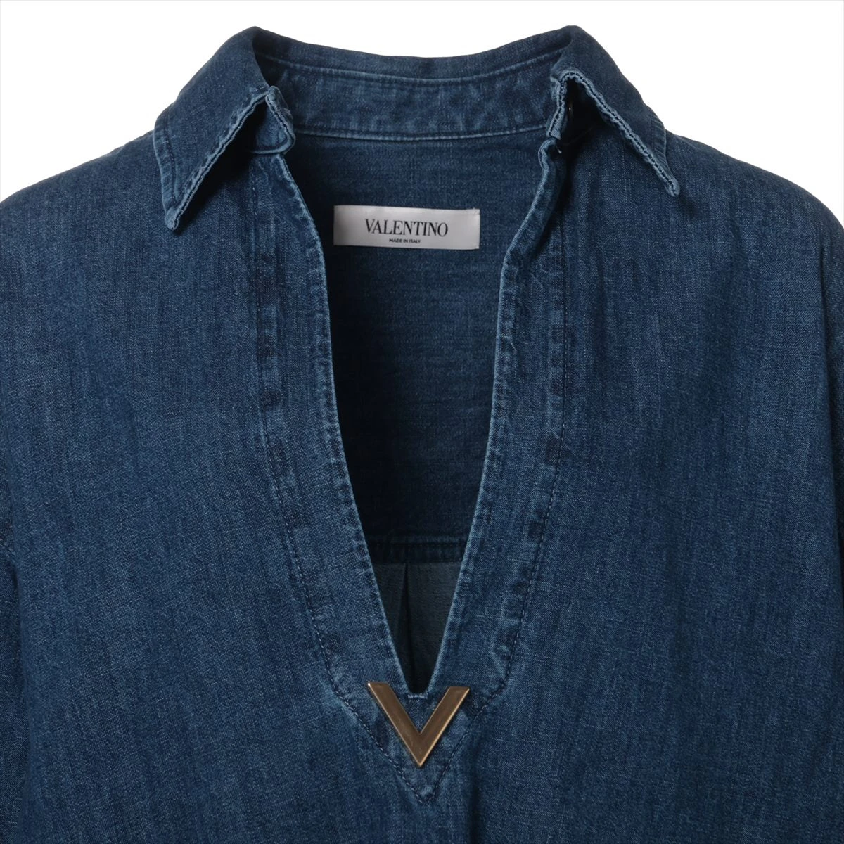 [VALENTINO] コットン デニム シャツ ワンピース ヴァレンティノ コットン シャツワンピース 38 レディース