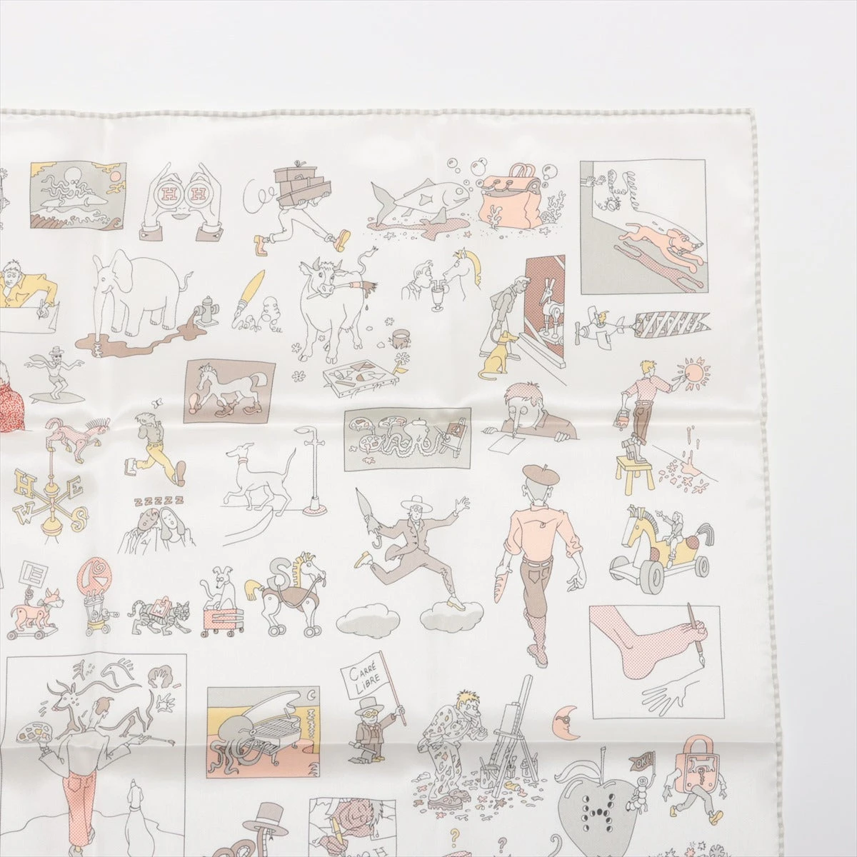 新品未使用 エルメス シルクスカーフカレ70 カレリブレ ファンタジー イラスト 新品未使用 エルメス シルクスカーフカレ70 カレリブレ