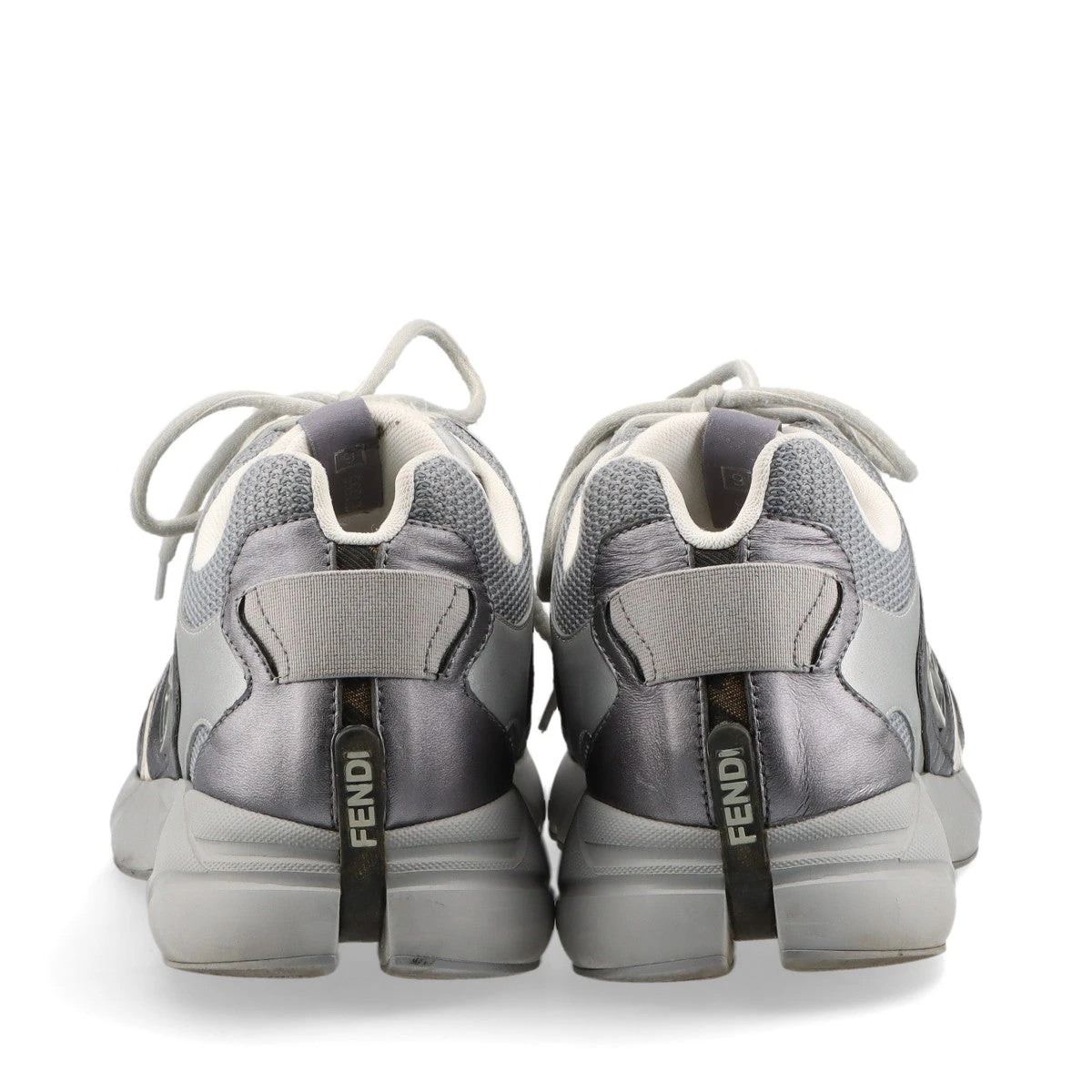 フェンディ Faster レザー×ファブリック スニーカー 9 メンズ グレー