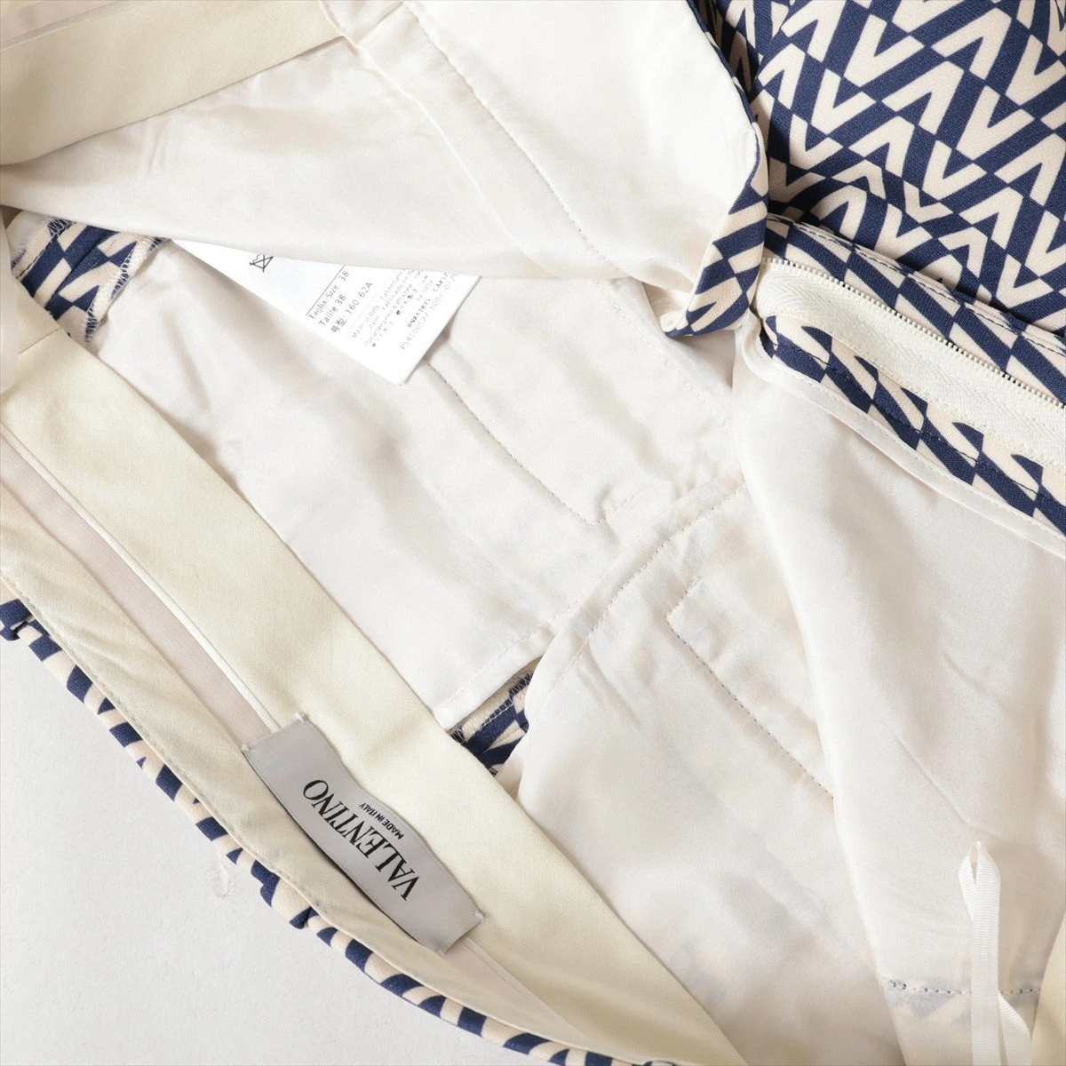 ヴァレンティノ ウール×シルク パンツ 38 レディース ネイビー  