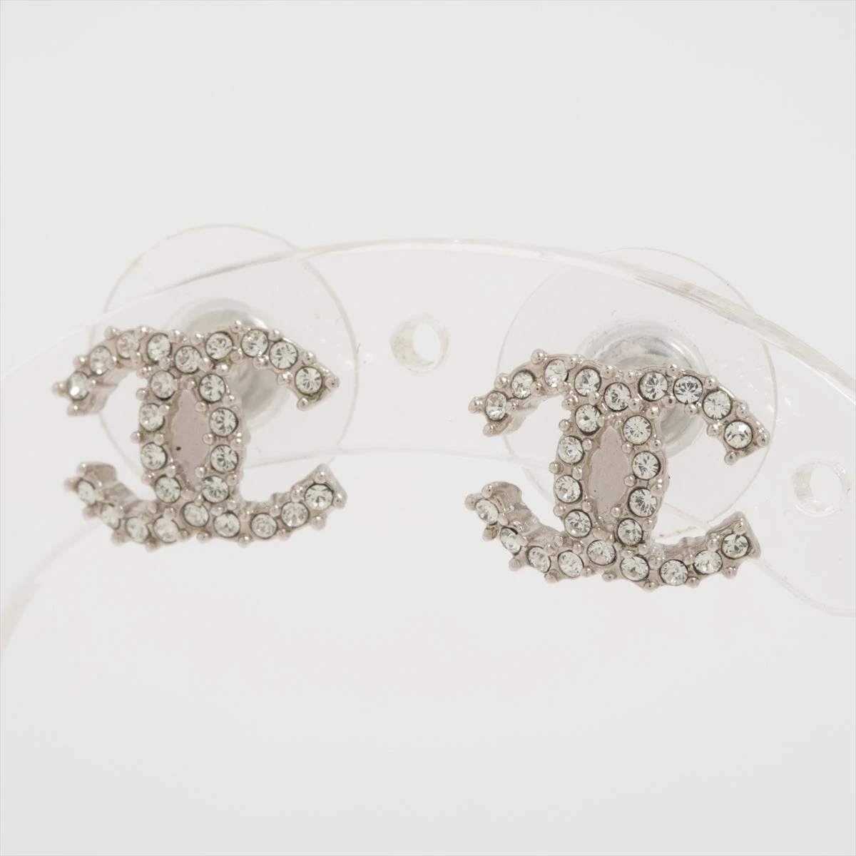 シャネル ココマーク  ピアス(両耳用) GP×ラインストーン シルバー CHANEL シャネル ピアス ココマーク シルバー GP ラインストーン