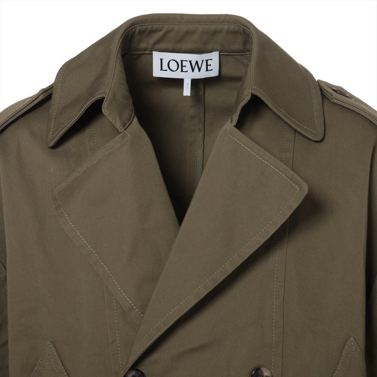 LOEWE ロエベ クロップドウールブレザー 秋冬用 モダン ショート ロエベ コットン ショートコート 44 メンズ グリーン クロップド