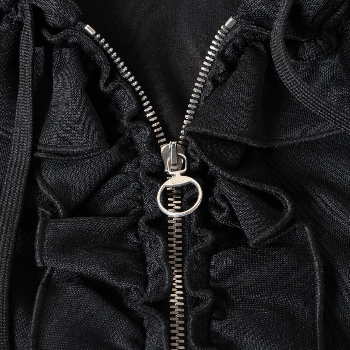 美品　GUCCI ロゴ　フーディ　ジャージドレス　ワンピース　フリル襟　長袖 グッチ ポリエステル×ナイロン ワンピース XS レディース