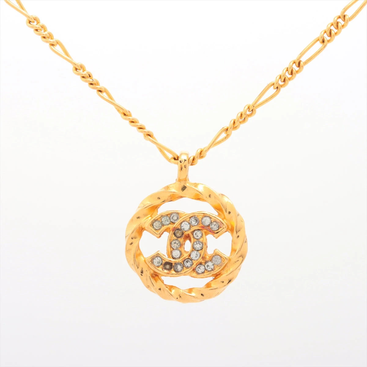 シャネル ココマーク 1982/3438 ネックレス GP×ラインストーン