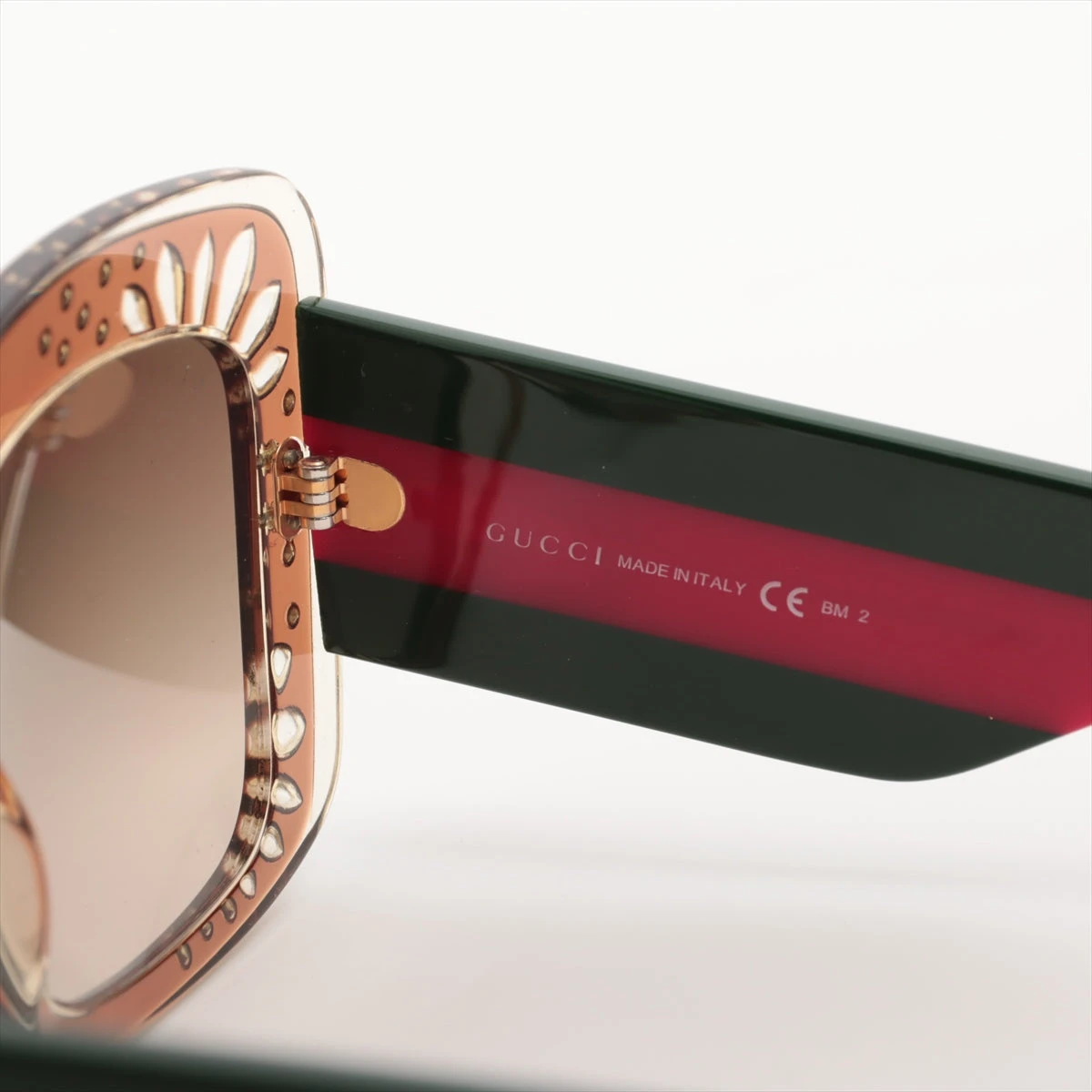 ✨未使用に近い✨　GUCCI サングラス　GG ラインストーン　べっこう グッチ サングラス プラスチック×ラインストーン ブラウン