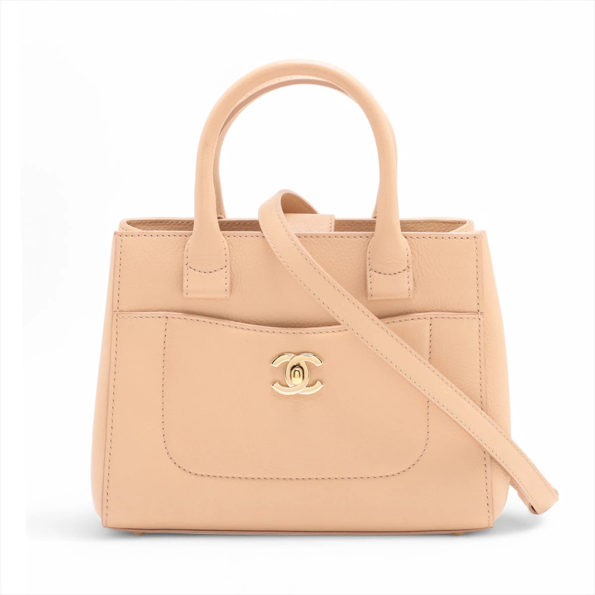美品☆ シャネル CHANEL ネオエグゼクティブ 23番台 ベージュ×ゴールド 