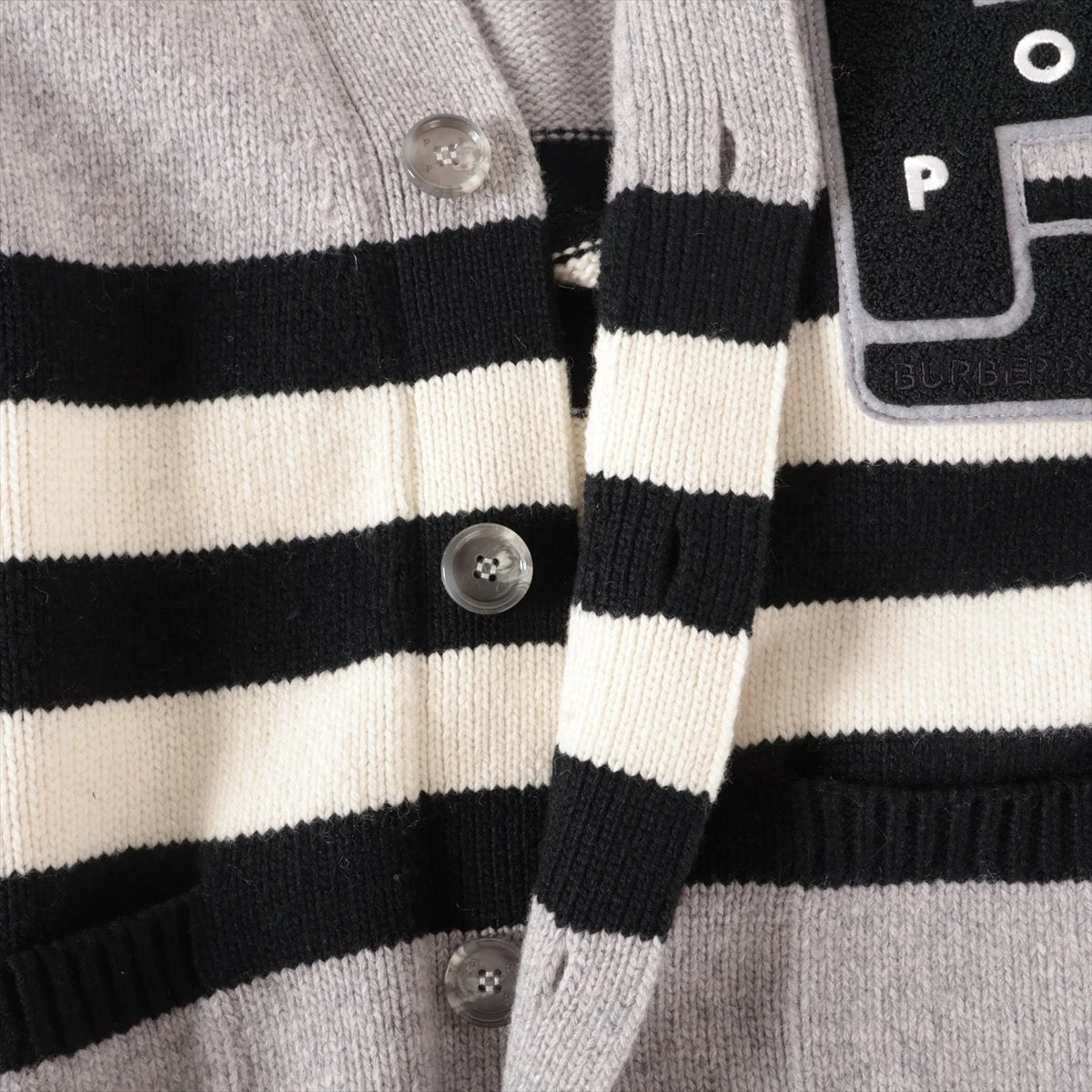 バーバリー ティッシ期 ウール×カシミヤ カーディガン L メンズ グレー 