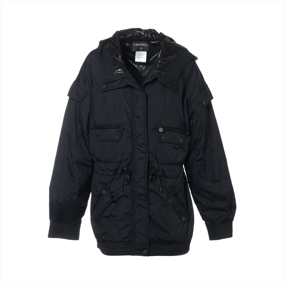 シャネル ココボタン ナイロン×レザー ジャケット 38 レディース  