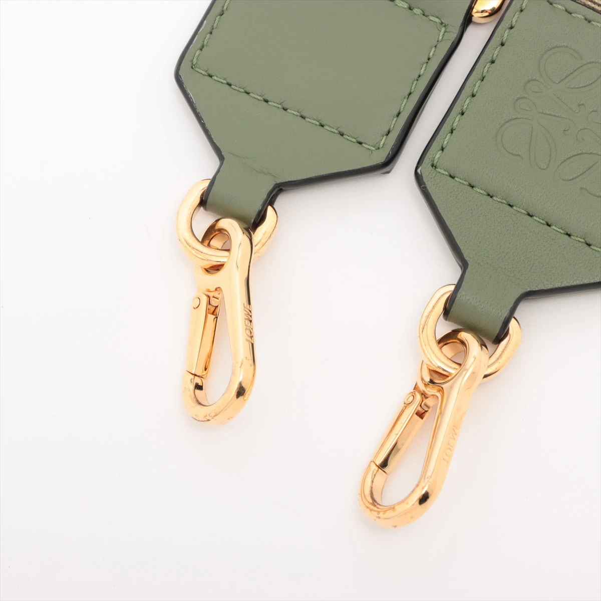 ロエベ アナグラム ショルダーストラップ GP×革×キャンバス カーキ