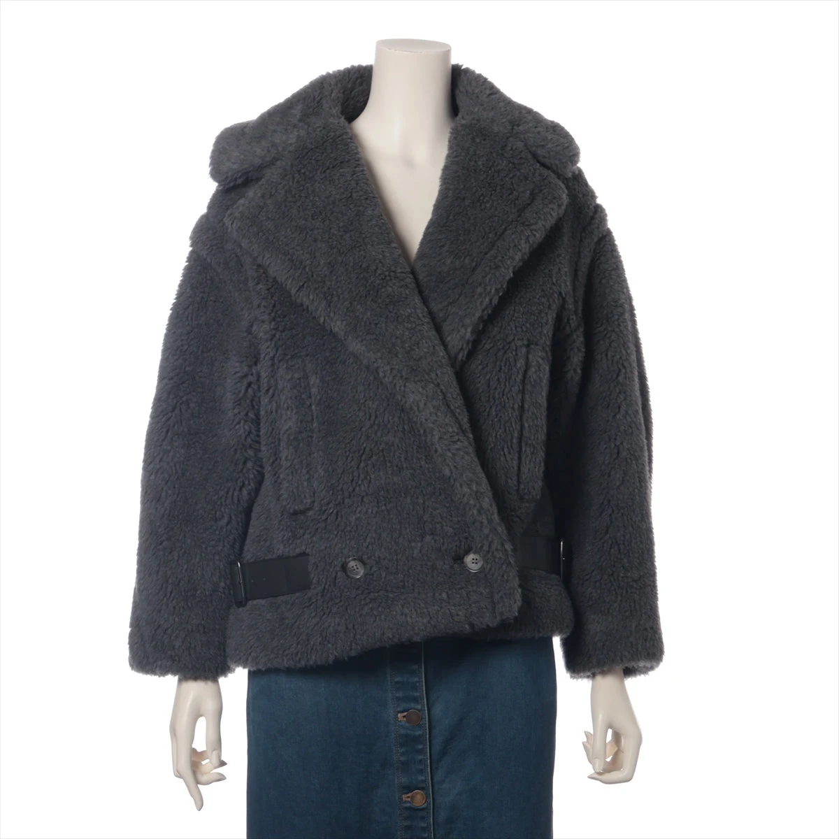 【美品】　マックスマーラ　ウールコート　ダブル　女優襟　ショート丈　黒　38 Max Mara マックスマーラ S MAX MARA レディース コート CAPI