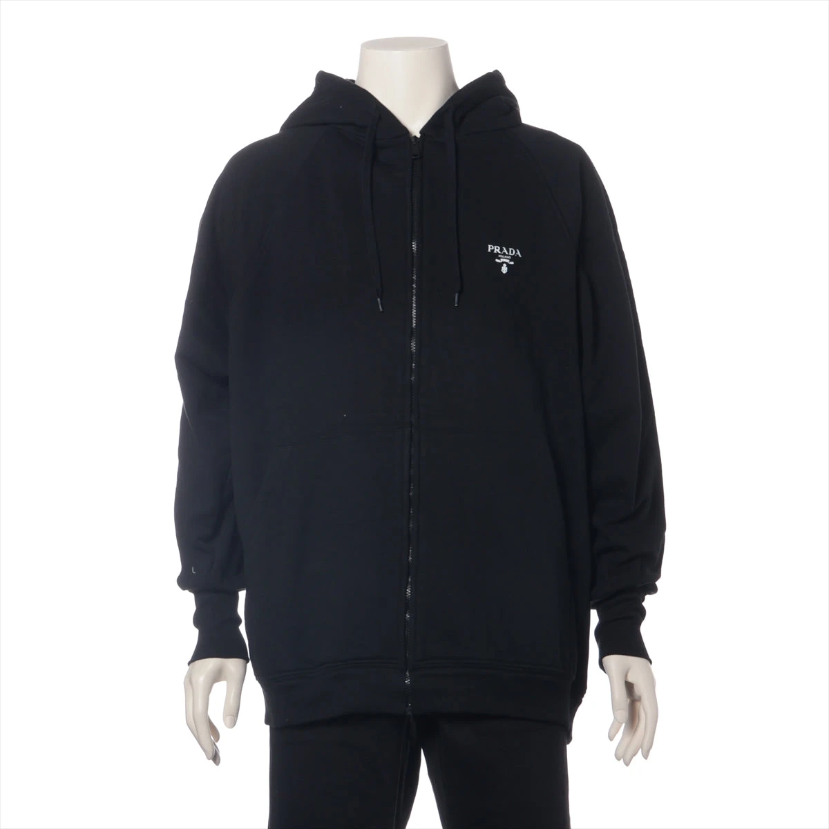 プラダ 21年 コットン パーカー S メンズ ブラック DNA915 スレ有