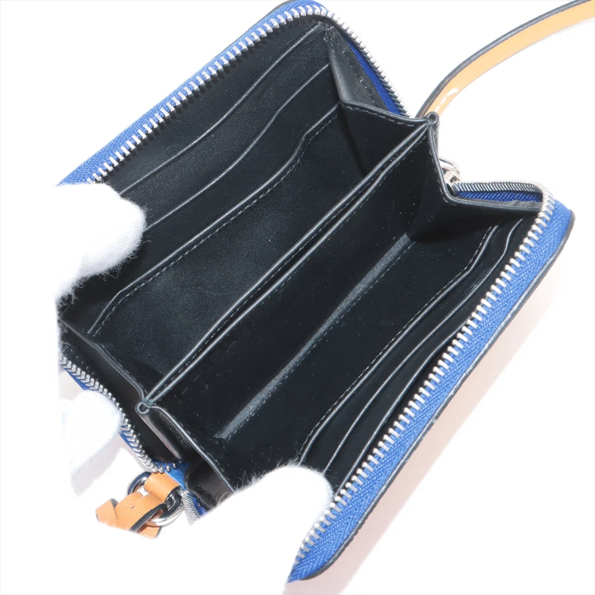 LOEWE ロエベ アナグラム PVC コインケース ロエベ アナグラム PVC×レザー コインケース オレンジ×ブルー