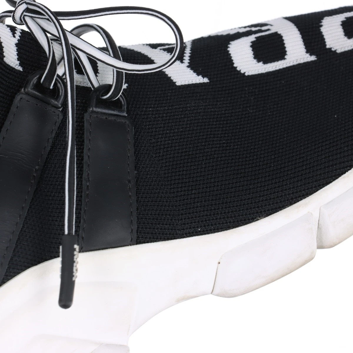 プラダ ニット ソックススニーカー 36 レディース ブラック ロゴ