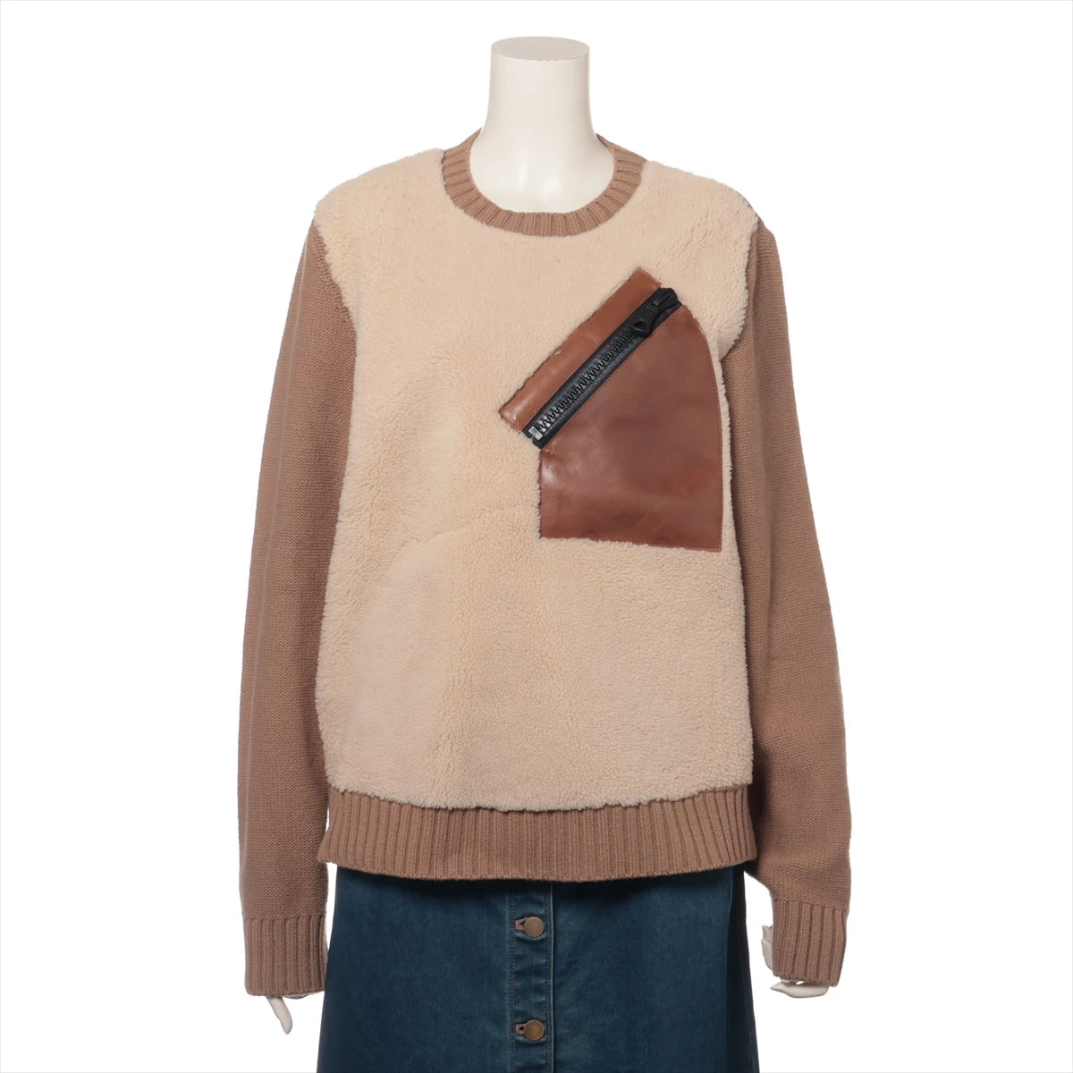 イタリア製 ヴァレンチノ ムートン 切替 ウール ニット セーター L