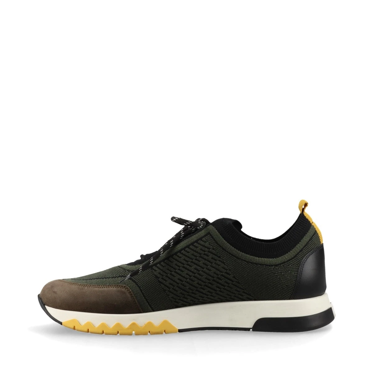 エルメス アディクト ニット×レザー スニーカー 42.5 メンズ ブラック 