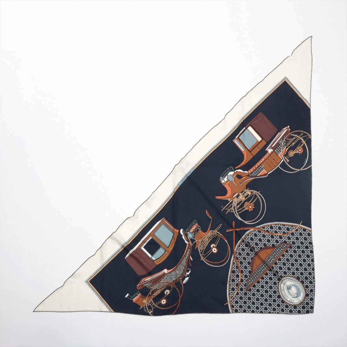 エルメス ストール カシミヤ×シルク ネイビー トライアングルジェアン