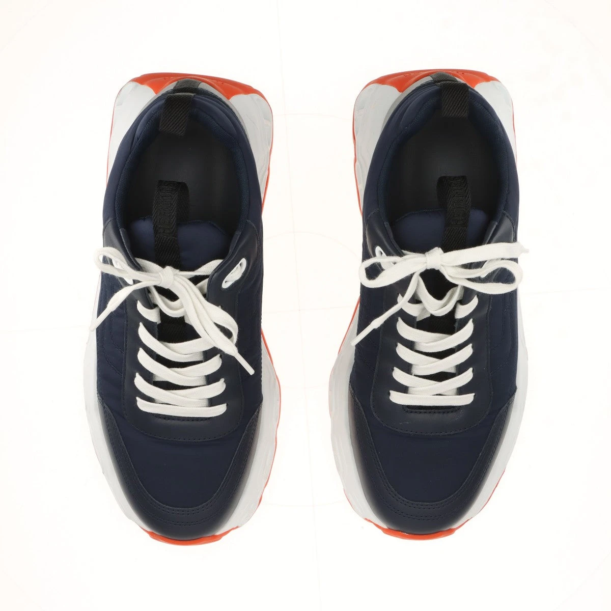 エルメス レザー×ファブリック スニーカー 40 1/2 メンズ ネイビー