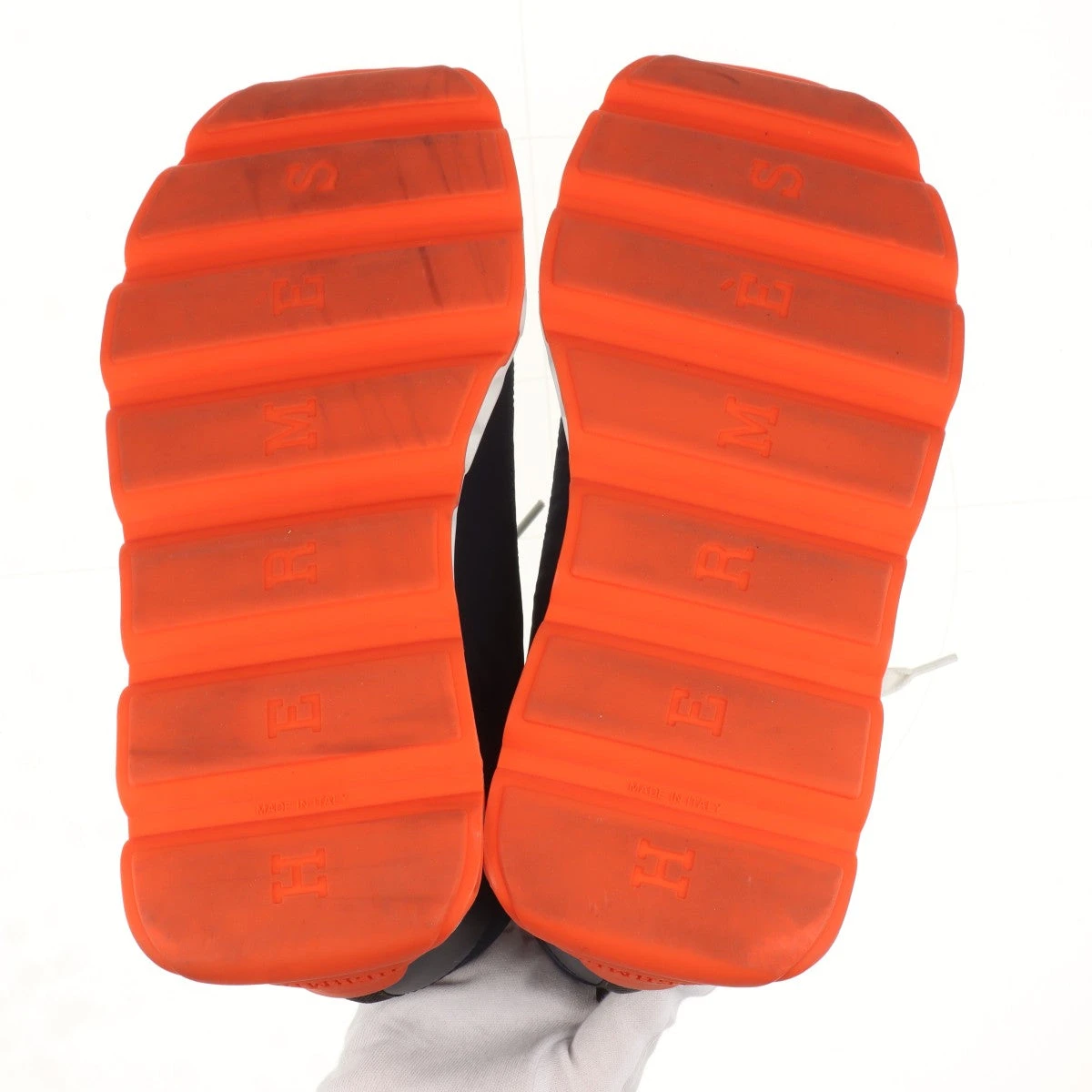 エルメス レザー×ファブリック スニーカー 40 1/2 メンズ ネイビー