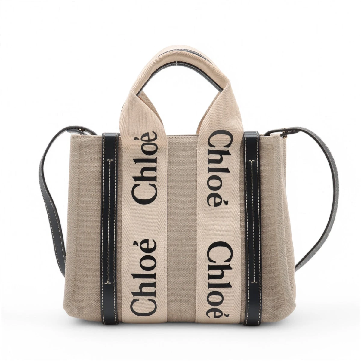 【Chloe】ハンドバッグ ベージュ ウッディスモール リネンキャンバス Chloe クロエ バッグ ハンドバッグ ボディバッグ ウッディ