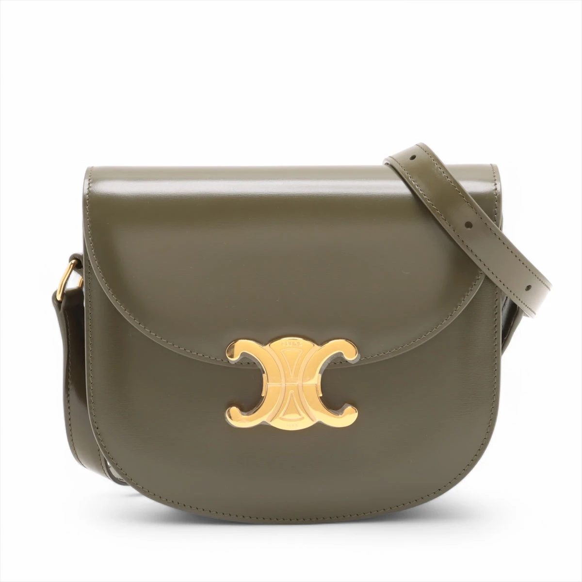 【セリーヌ】ショルダーバッグ トリオンフ ミディアム 緑 カーキ セリーヌ CELINE トリオンフ ショルダーバッグ カーキ シャイニー