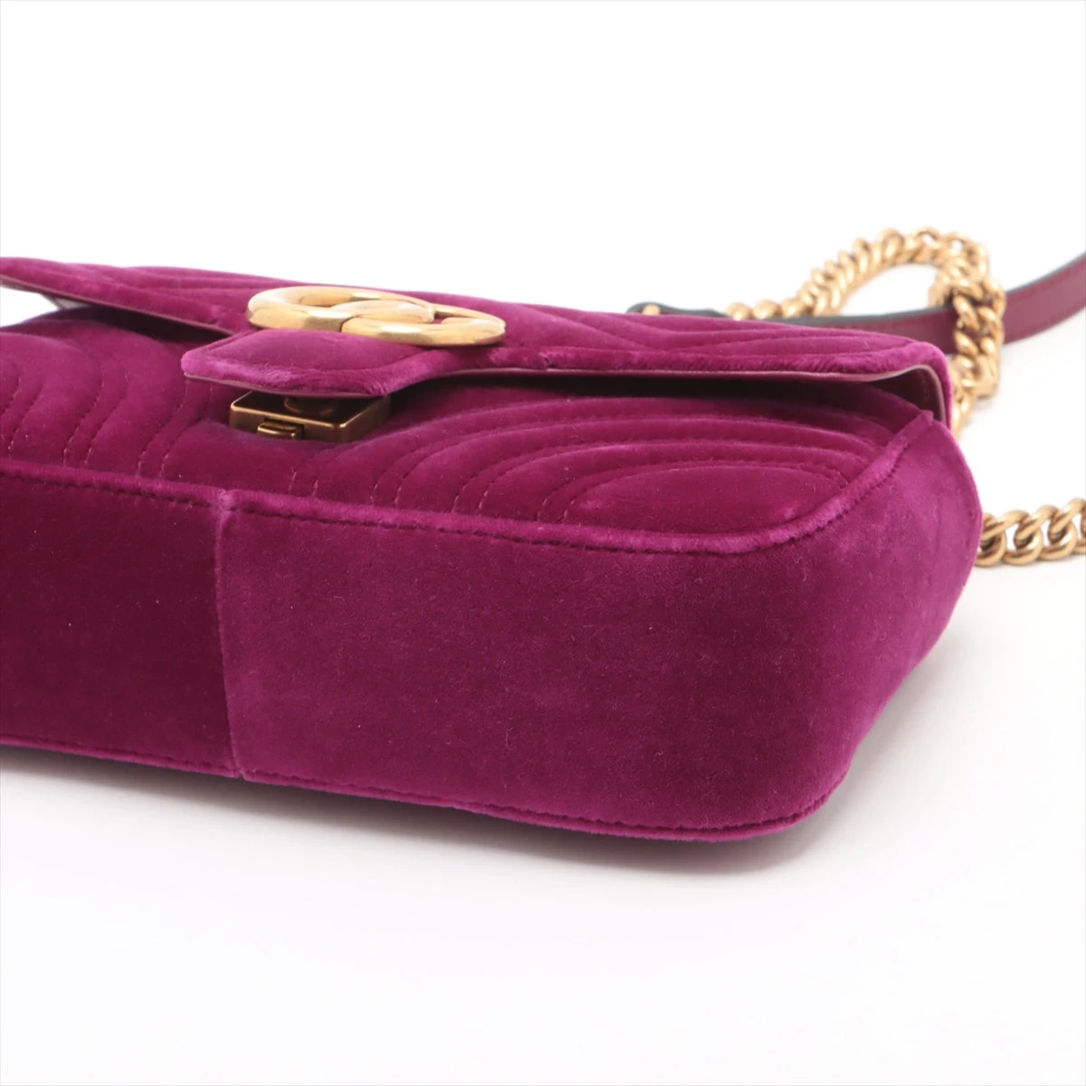 グッチ GGマーモント ベロア チェーンショルダーバッグ パープル  