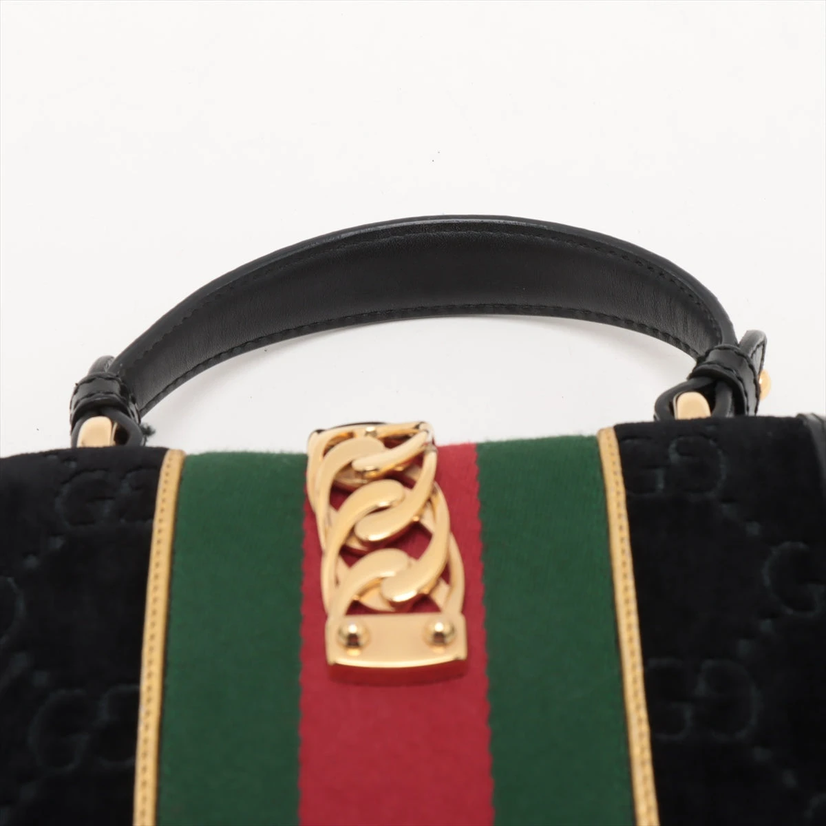 グッチ GGベルベット シルヴィ ベルベット×レザー 2WAYハンドバッグ 