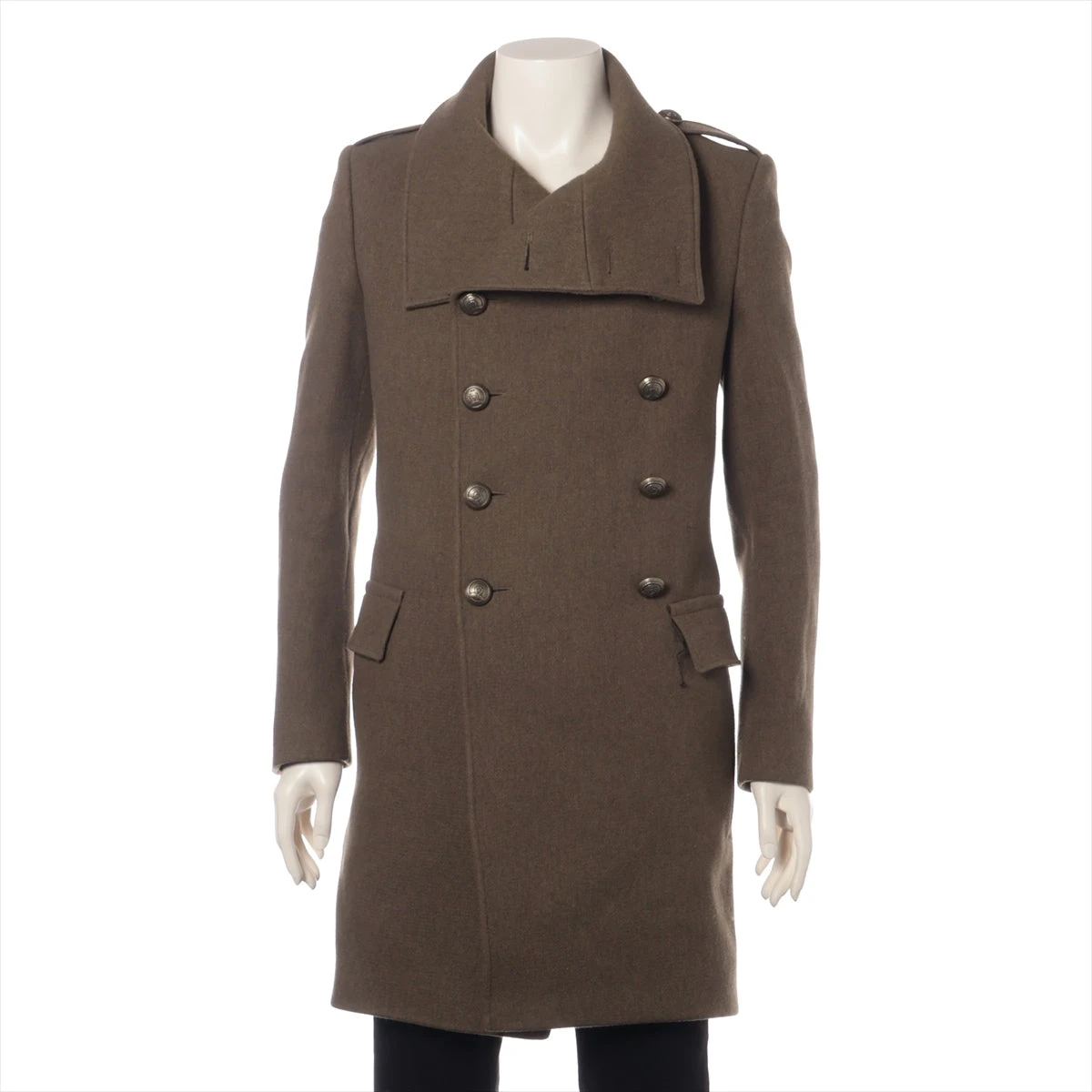バルマン×H＆M ウール コート EUR44 メンズ カーキ 169596 肩裏ツレ有