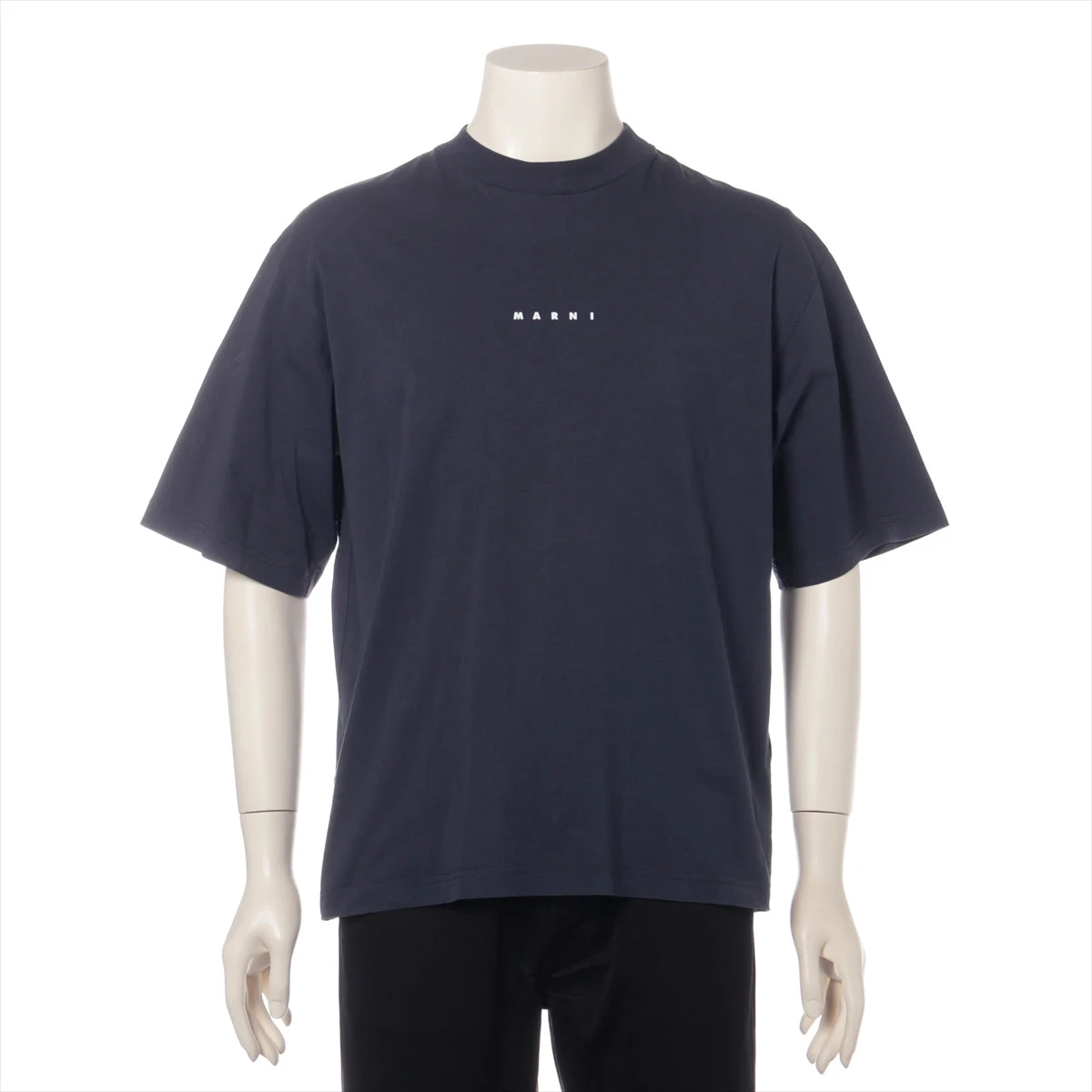 MARNI ネイビー Tシャツ ポケット付き Marni Logo Cotton T-Shirt in