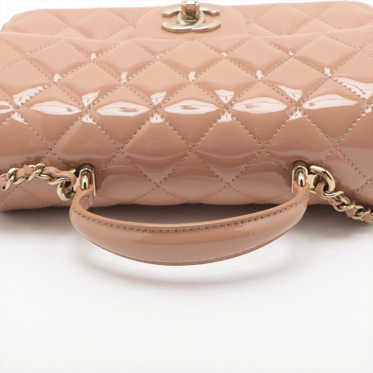 希少 正規品 CHANEL マトラッセ パテントレザーハンドバッグ ゴールド金具 シャネル マトラッセ ゴールド金具 12番台 パテント レザー 2WAY