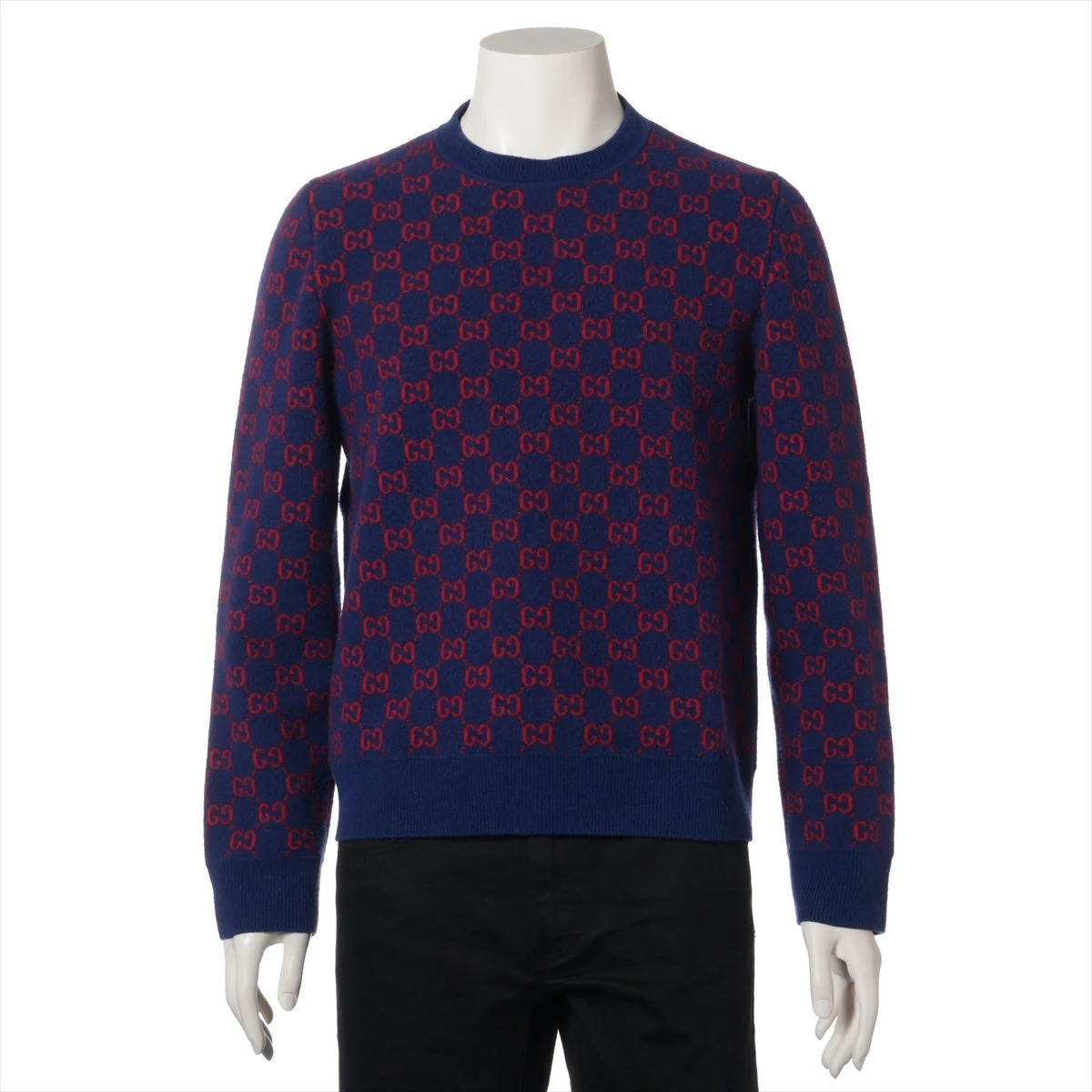 グッチ GGジャカード 20SS ウール×カシミヤ ニット L メンズ ブルー