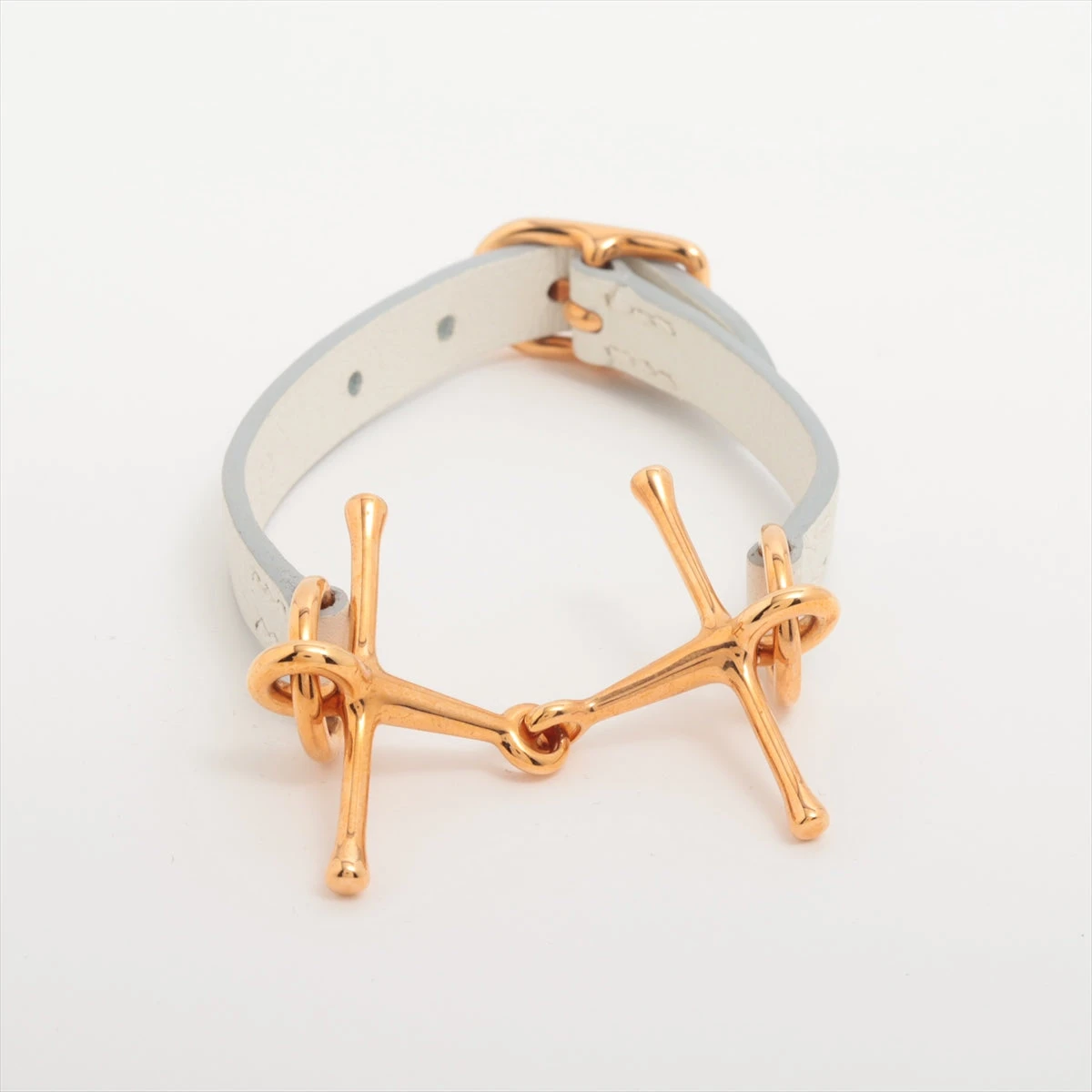 エルメス モール C:2018 ブレスレット T2 GP×革 ホワイト×ゴールド