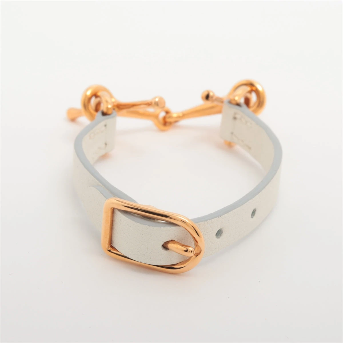 エルメス モール C:2018 ブレスレット T2 GP×革 ホワイト×ゴールド