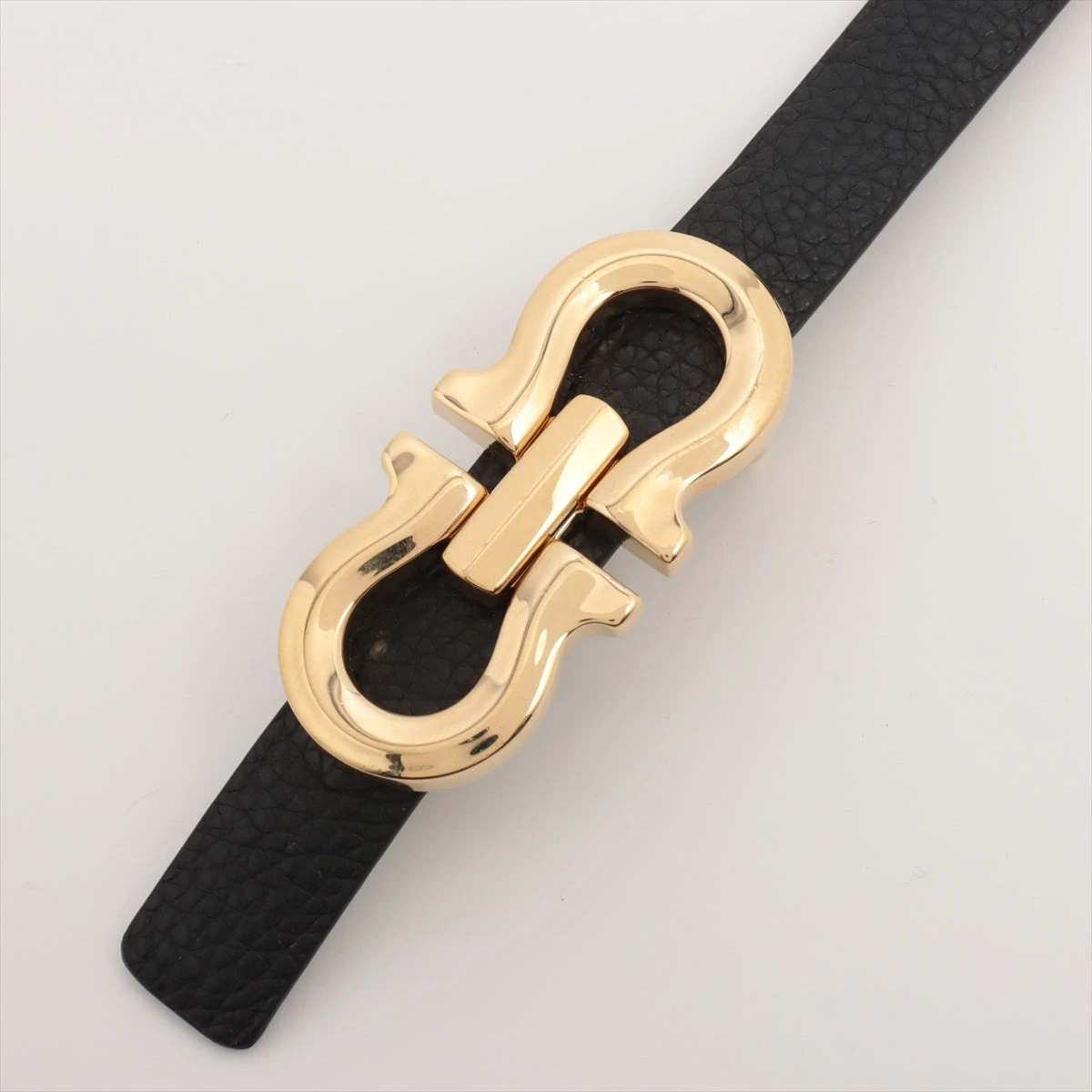 フェラガモ ダブルガンチーニ ベルト GP×革 ブラック A3496443｜中古